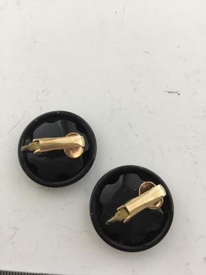 Black round vintage clip on earrings
