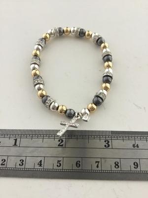 9W marked cross beaded stretchy bracelet