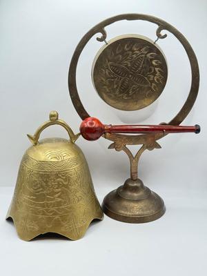 LOT 47D: Vintage / Antique Chinese Brass Etched Gongs