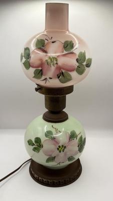 LOT 75K: Vintage Hand Painted 14” Electric Hurricane Lamp