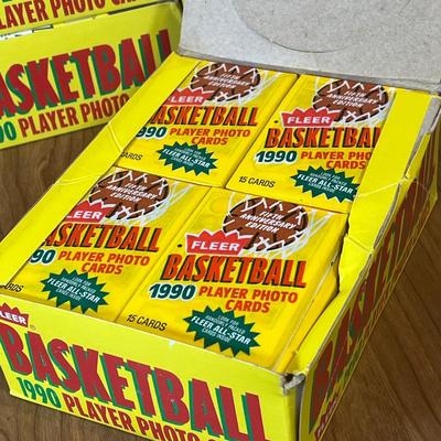LOT 161K: Five Full Boxes of Sealed 1990 Fleer Basketball Cards