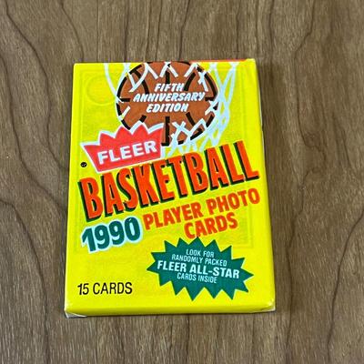 LOT 161K: Five Full Boxes of Sealed 1990 Fleer Basketball Cards