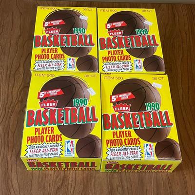 LOT 161K: Five Full Boxes of Sealed 1990 Fleer Basketball Cards