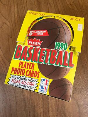 LOT 162K: Four Boxes of Sealed 1990 Fleer Basketball Cards