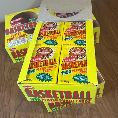 LOT 162K: Four Boxes of Sealed 1990 Fleer Basketball Cards