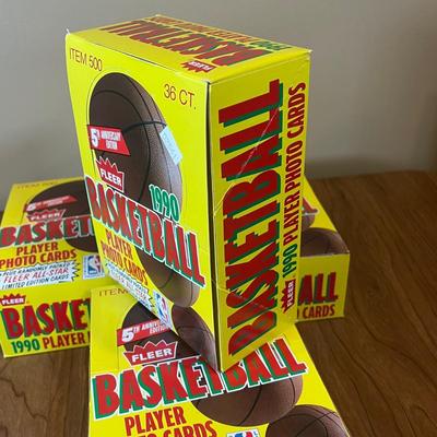 LOT 162K: Four Boxes of Sealed 1990 Fleer Basketball Cards