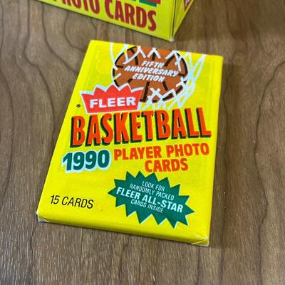 LOT 163K: Four Boxes of Sealed 1990 Fleer Basketball Cards