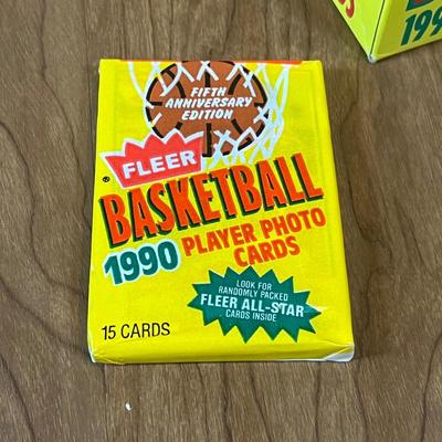 LOT 164K: Four Boxes of Sealed 1990 Fleer Basketball Cards