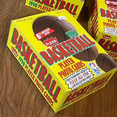 LOT 165K: Four Boxes of Sealed 1990 Fleer Basketball Cards