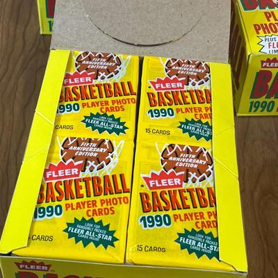 LOT 165K: Four Boxes of Sealed 1990 Fleer Basketball Cards