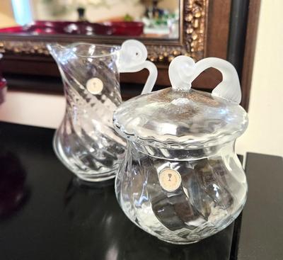 Lot #68 Pretty Romanian Crystal - Creamer/Sugar - still has labels