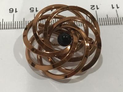 Copper Tone Black Stone Brooch