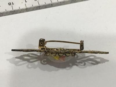 Glass Dried Floral Vintage Brooch