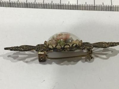 Glass Dried Floral Vintage Brooch