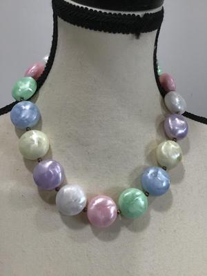 Super Cute Chunky Satin Pastel Necklace Vintage