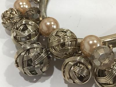 Silver Ball With Faux Pearl Bracelet Vintage