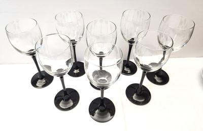 Lot #76 Lot of 8 Wine Glasses - Black Stem - Marked "France"