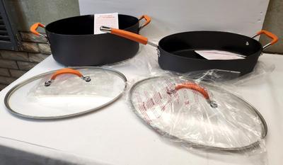 Lot #78 Lot of 2 New Rachal Ray Roasting Pans - never used