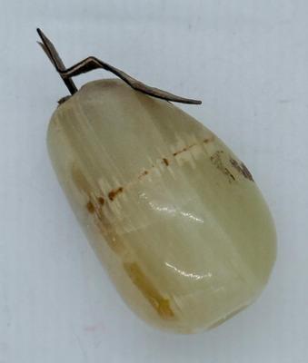 Vintage Carved Pear with Wire Leaves approx 3" tall