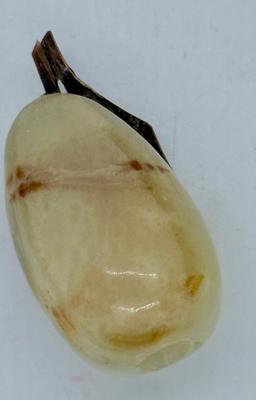 Vintage Carved Pear with Wire Leaves approx 3" tall