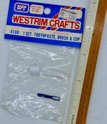 Westrim Crafts Tiny Miniature Doll House Craft Pieces Toothbrush, Toothpaste, Cup NEW