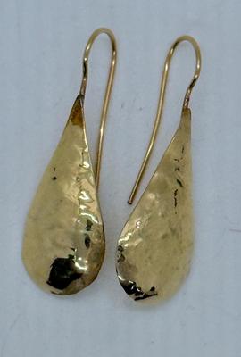 Gold Dangling Teardrop Earrings for pierced ears