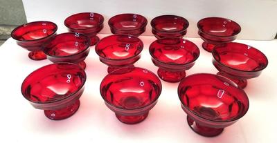 Lot #80 Vintage Viking Glass Scarce Georgian Red Footed Dessert/Sherbet Dishes - Lot of 12