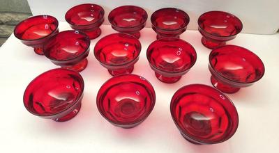 Lot #80 Vintage Viking Glass Scarce Georgian Red Footed Dessert/Sherbet Dishes - Lot of 12