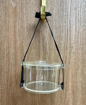 Vintage Clear Plastic Round Purse with Black Strap