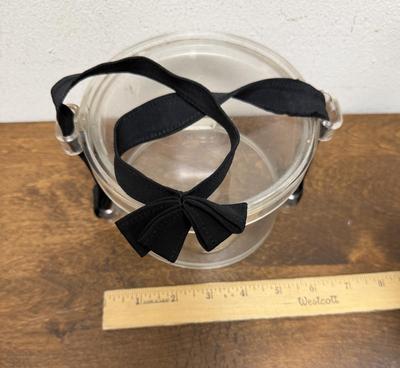 Vintage Clear Plastic Round Purse with Black Strap