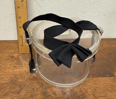 Vintage Clear Plastic Round Purse with Black Strap