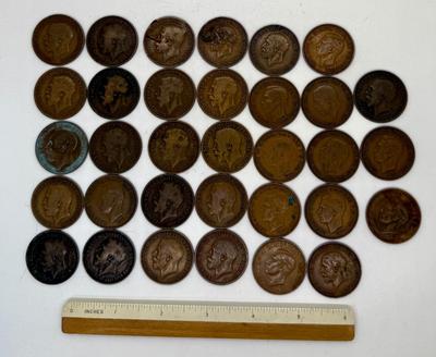 Lot of 33 Antique English Pennies