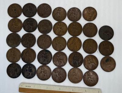 Lot of 33 Antique English Pennies