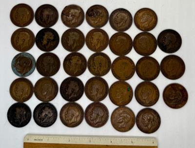 Lot of 33 Antique English Pennies