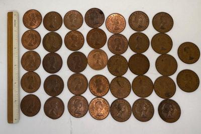 Vintage Lot of 37 English Pennies