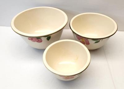 Lot #85 Set of 3 Franciscan Desert Rose Mixing Bowls