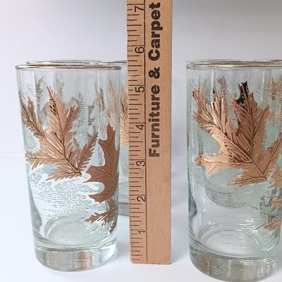 LOT 37: Set of (12) Libbey Glass Gold Oak Leaf Tumblers