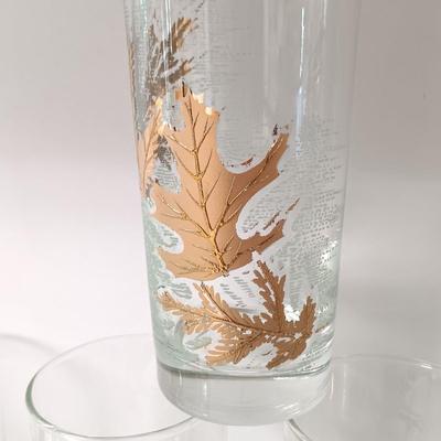 LOT 37: Set of (12) Libbey Glass Gold Oak Leaf Tumblers