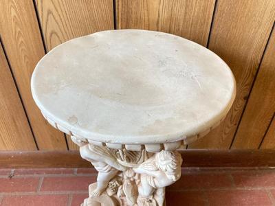 LOT 77: Sweet Cherub Pedestal with Decorative Bird House and Picture Frame