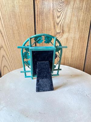 LOT 77: Sweet Cherub Pedestal with Decorative Bird House and Picture Frame