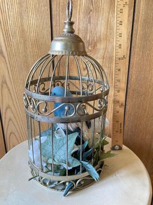 LOT 77: Sweet Cherub Pedestal with Decorative Bird House and Picture Frame