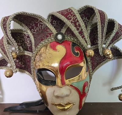 LOT 110: Vintage Metal and Ceramic Theater Masks, Venetian Carnival Masks, and More