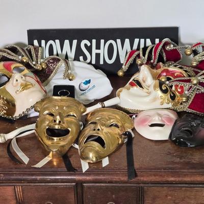 LOT 110: Vintage Metal and Ceramic Theater Masks, Venetian Carnival Masks, and More