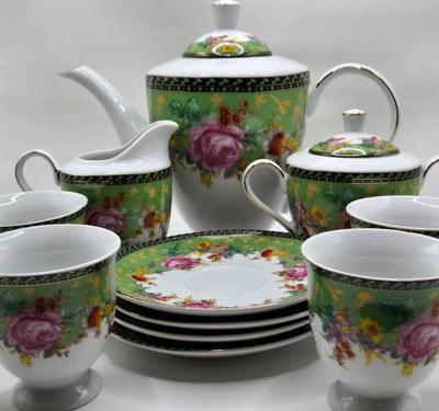 LOT 116: Royal Scotland Pink Rose Floral Tea Set