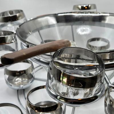 LOT 118: Vintage MCM Chrome Lined Punch Bowl Set