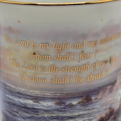 LOT 119: Teleflora Cup and Saucer, Glass Heart, Thomas Kinkade Sleigh Ride, Lenox Butterfly Meadow Travel Mug, and More