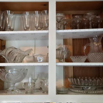 LOT 122: Cabinet Lot with Numerous Glass and Crystal Pieces