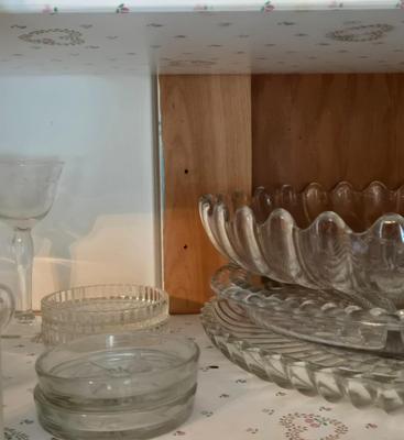 LOT 122: Cabinet Lot with Numerous Glass and Crystal Pieces