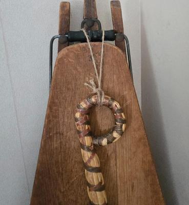 LOT 123: Antique Ironing Board, Straw Hand Broom, Nevco Fold and Carry Stool, and More