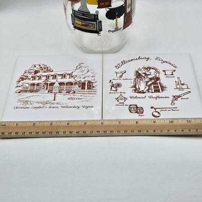 LOT 125: Bicentennial Placemats and Napkins, ARC France Glass Cannister, Hull Pottery Alpine Pretzel Jar, and More